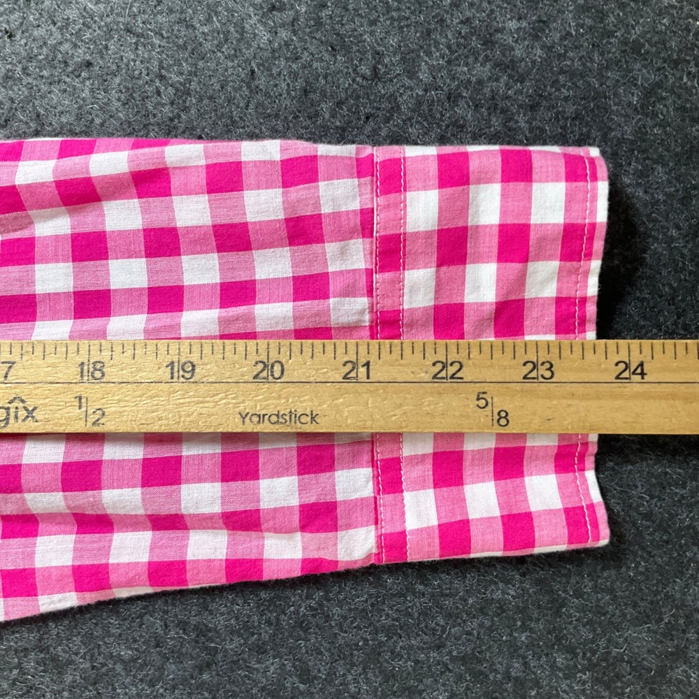 Talbots Button Down Shirt Womens XL Pink Gingham Cotton Classic Preppy - Picture 7 of 9